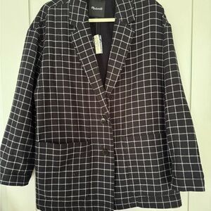 Madewell Black and White Checkered Blazer